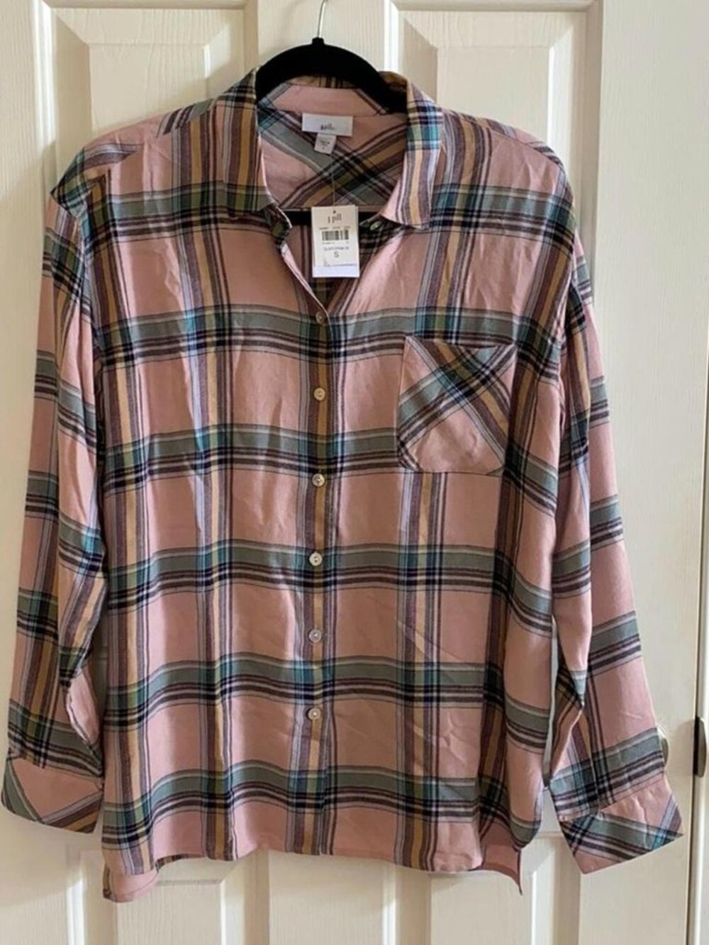 J. Jill Plaid Long Sleeve Button Down Shirt Women's Size S NWT